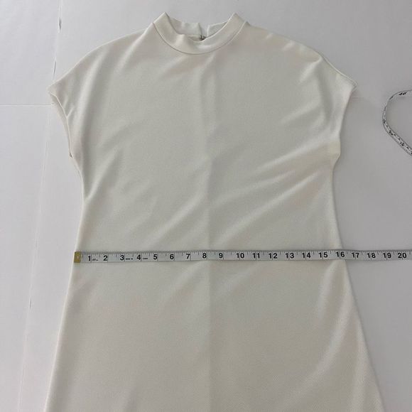 Massimo Dutti White Dolman Sleeve Keyhole Back Ribbed Shift Dress Size XS - Picture 15 of 15